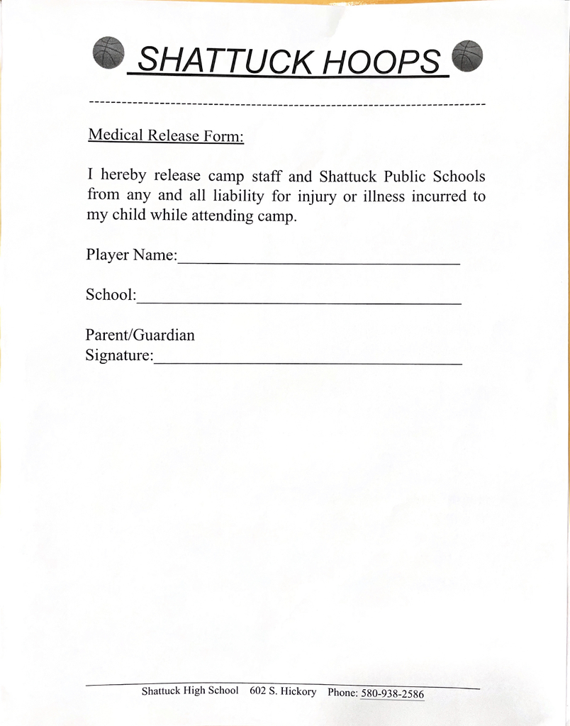Shattuck Parent Release Form