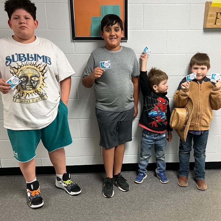 These students were caught by the Principal doing something good this week! L-R William Robinson, Landen Torres? Jackson Thornton, Like Scheller and not pictured, Marshall Parker