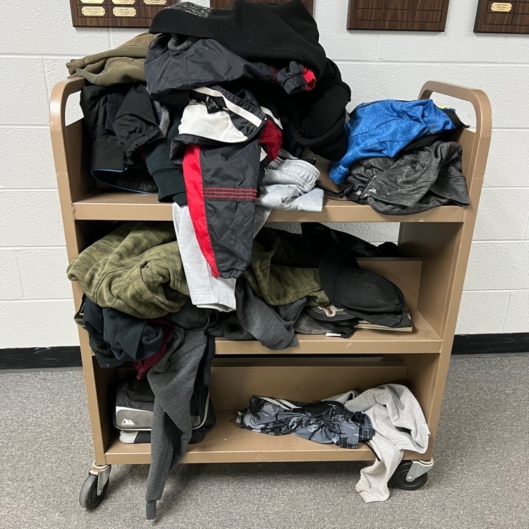 Lost and found in Elementary School. Please encourage your child to go through these and see if they have a piece of clothing on the cart.