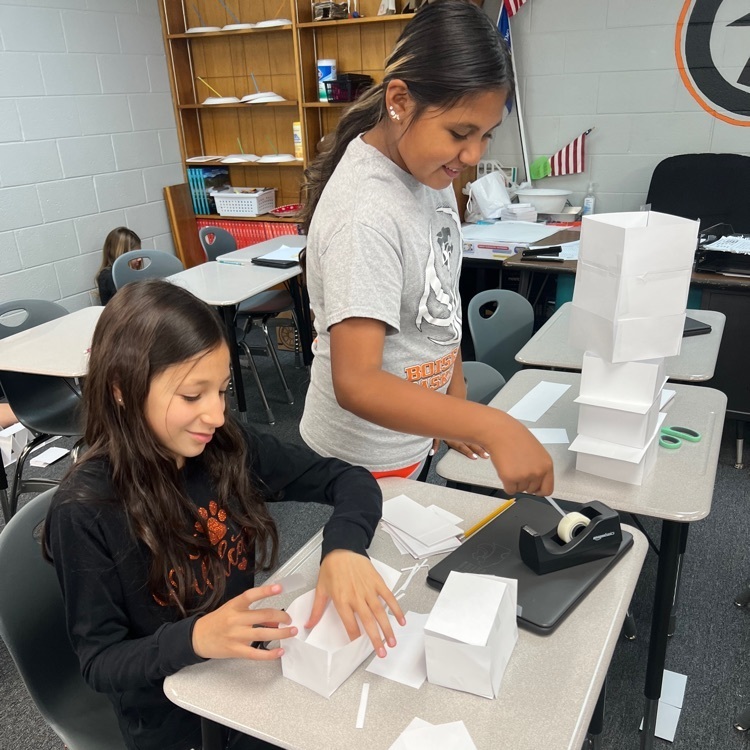 5th grade is building a tall tower.
