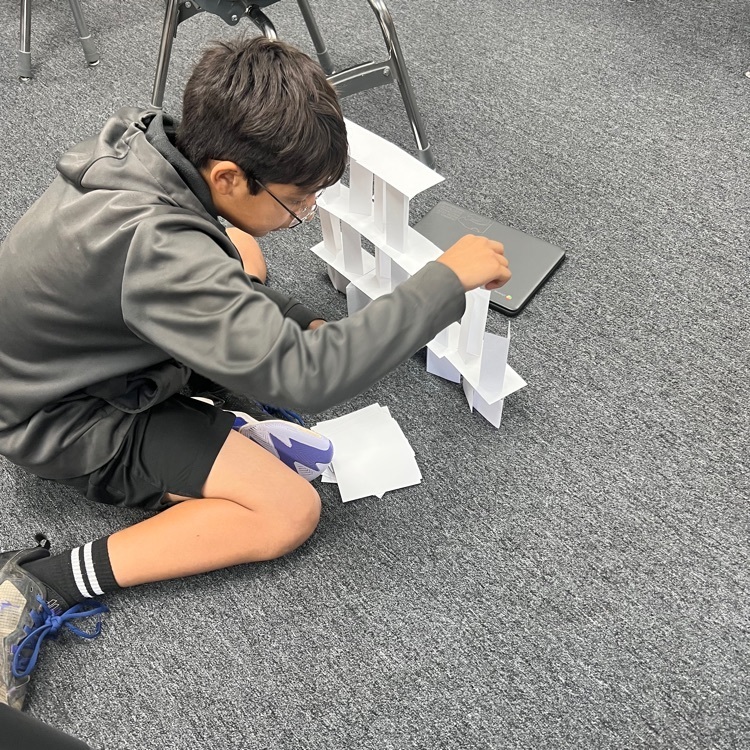 5th grade is building a tall tower.